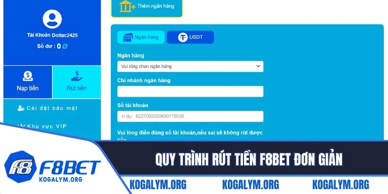 Quy trình rút tiền F8BET đơn giản sau khi đủ điều kiện