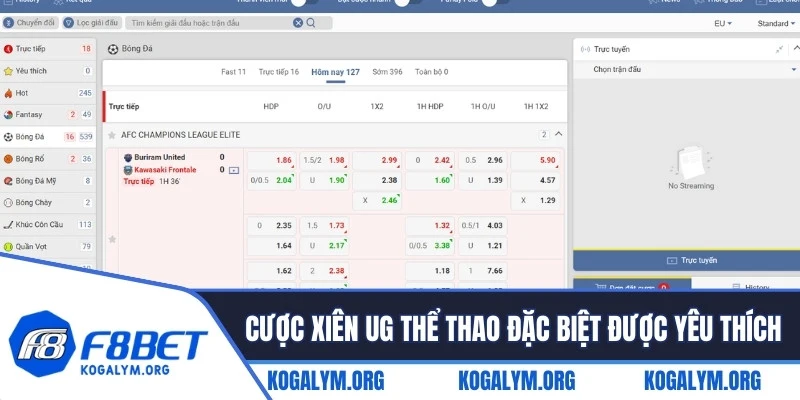 Cược xiên UG thể thao F8BET đặc biệt được yêu thích